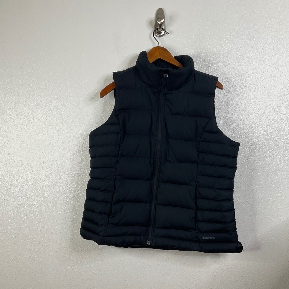 Lands' End Black Puffer Vest Size Large